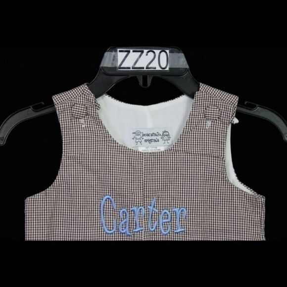 BEANSTALKS ORIGINALS CARTER MONOGRAMMED GINGHAM LONGALL SIZE 18M - Picture 2 of 8